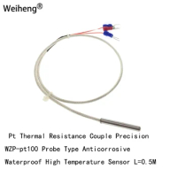 Platinum Thermoresistor Couple Precision WZP-PT100 4X30MM Probe Type Anticorrosion Waterproof High Temperature Sensor Length0.5M