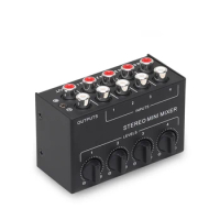 CX400 Mini Passive Stereo Mixer Stereo Dispenser for Live Studio DJ Equipment RCA 4-Channel Small Audio Mixer