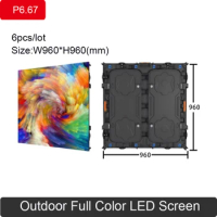 High brightness P6.67 Outtdoor Waterproof Full color Led Display rental SMD 960x960mm hd Die-cast aluminum cabinet