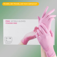 1pair Light Pink Disposable Nitrile Gloves Waterproof Anti-Static Durable Light Tattoo Gloves For Kitchen Cooking Tools