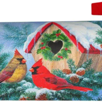 Granbey A Couple Crested Birds Stand On The Tree Waterproof Magnetic Mailbox Cover Red Bird Dust-Proof Letterbox Covers Love