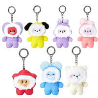 Line Friends Original New Kawaii Plush Doll Keychain Toys Bt21 Anime Koya Rj Mang Minini Series Soft Stuffed Bag Pendant Gifts