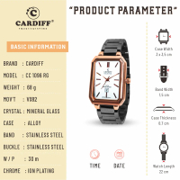 CARDIFF COLLECTION 1096 VX (Tanggal) Jam Tangan Kasual Rantai Wanita Water Resist Anti Karat