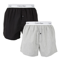 Calvin Klein Modern Body-Defining Fit棉質寬鬆版四角褲CK內褲-黑、灰 二入組