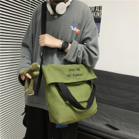 日系學生上課單肩包帆布背包男2022新款大容量斜挎包可折疊手提袋