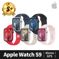 Apple S+ 級福利品 Apple Watch S9 GPS 45mm 鋁金屬錶殼搭配運動式錶帶(原廠保固中)