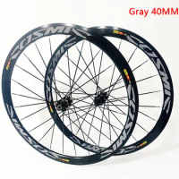 Newest 700C 40mm Road bike 6061 Aluminum alloy bicycle wheelset clincher rims Thru Axle center lock hub for 8/9/10/11S Free ship