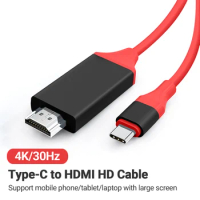 6.6 FT USB Type C to HDMI 4K@30hz Cable Adapter Connect Laptop and Phone to TV Compatible for iPad Pro 2020 LG Dell XPS 13/15