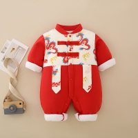 เสื้อผ้าฝ้ายสไตล์จีนสำหรับเด็กแรกเกิดชุดหมีฟูลมูนสำหรับเด็กชุดปีใหม่สีแดงสำหรับฤดูหนาวสินค้าใหม่ a คลาส
