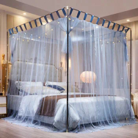 New Design Mosquito Net for Princess Bedroom Quadrate Palace Bed Curtains Decoration Three Door with Frame Single Double Size
