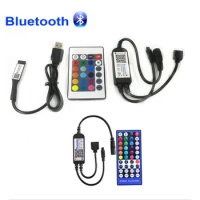 5-24V Smart LED RGB RGBW Bluetooth Controller USB 24 40 Key IR Remote For 3528 5050 Light Strip Multicolor Changing TV Backlight