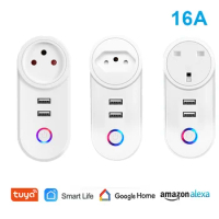 Google smart WiFi socket Israel plug, smart socket Brazil, UK plug remote voice control USB socket, support Google Home Alexa