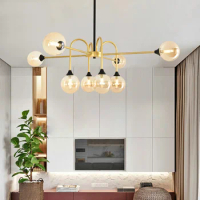 Living room chandelier Nordic molecular lamp simple post modern bedroom hall study household magic bean lamp