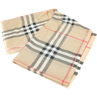 BURBERRY 格紋羊毛桑蠶絲混紡圍巾(典藏米/220*70cm)