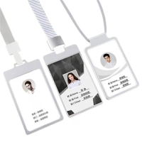 Worker Name Id Card Case Badge Metal Aluminum Acrylic Frame Staff Name Tag With Lanyard Cord Suspension Rope Neck Card Holder