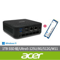 【Acer 宏碁】1TB SSD 組★RB102 Ultra5 迷你電腦(RB102/Ultra5-125U/8G/512G SSD/W11)