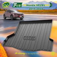 For Honda VEZEL 2015-2024 Custom Fit Car Trunk Mat All Season Black Cargo Mat 3D Shaped Laser Measured Trunk Liners