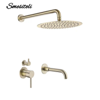 8-16 Inch Brushed Gold Shower Faucet Shower System Set Hot And Cold Shower Mixer Head Shower 15-26CM Spout Bathroom Tap