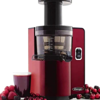 Omega-Vertical Masticating Juicer Machine, Compact Cold Press Juicer, Automatic Pulp Ejection, Red, 150 W, 43 RPM, VSJ843QR
