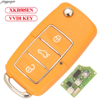 Jingyuqin VVDI Wire Remote Control Car Key For Xhorse VVDI2 Mini Key Tool Fit VW Volkswagen XKB505EN 3 Buttons Yellow Fob
