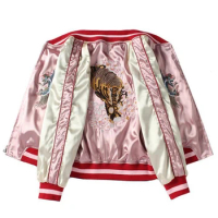 🔥Sukajan Tiger Embroidered Women Bomber Baseball Jacket Japan Harajuku Female Coat Sukajan 2023 Girls Clothing Two Sides Wear
