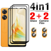 4in1 Anti-Scratch screen protector For Oppo Reno8 T Black edge Tempered Glass Reno7 Z Camera Lens Film Reno 8 protective glass