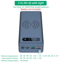16*18650 Power Bank Case C16 USB Welding Free Power Bank Case Detachable Portable QC 3.0 PD DIY Shell Housing For Powerbank