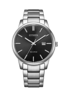 Citizen Citizen 西鉄城配對設計藍寶石玻璃錶面黑色錶盤不鏽鋼錶帶光動能男士腕錶 BM6978-93E