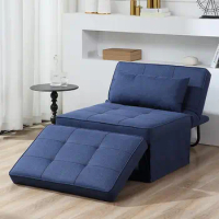 Multi-Function Folding Sofa Bed, Breathable Linen Couch Adjustable Backrest, Modern Convertible Chair, 4 in 1