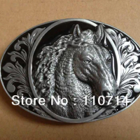 Horse belt buckle with pewter finish SW-B706, suitable for 4cm wideth belt