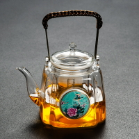 玻璃茶壺耐高溫過濾加厚透明煮茶壺電陶爐套裝燒水壺泡提梁壺