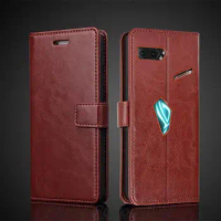 Wallet Leather Case for ASUS ROG Phone 2 / ROG Phone II ZS660KL Pu Leather Flip Cover Holster Phone Shell Business Fundas Coque