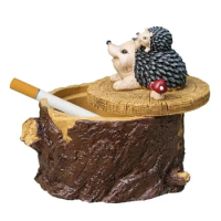 Cigarettes Ashtray with Lid Cute Vivid Forest Animal Resin Ashtray for Outdoor and Indoor Home Decor