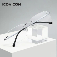 Pure Titanium Rimless Glasses Frame Men Square Business Optical Prescription Frameless Eyeglasses Luxury Classic Eyeglass TC005