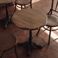 法式覆古實木小圓桌咖啡店桌椅甜品店洽談桌家用陽台休閒桌小戶型