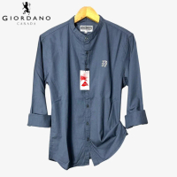 Giordano 3D Kemeja Pria Kerah Sanghai Lengan Panjang Slim Fit