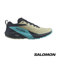 官方直營 Salomon 男 SENSE RIDE 5 野跑鞋 苜蓿綠/碳藍/藍
