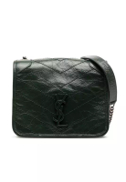 SAINT LAURENT 二手 Saint Laurent 褶皺小牛皮 Niki 鏈條錢包