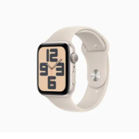 Apple Watch SE2 GPS ; 44mm星光色鋁金屬錶殼搭配星光色運動錶帶S/M _ 台灣公司貨+【錶貼＋錶套】