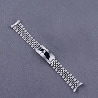 Rolamy 22mm Sier Jubilee Solid Screw k Hollow CurvedEnd Watch Band Bracelets With Oyster Deployment 