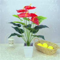 12/18 Heads Artificial Flower Small Potted Plant Silk Suit Large Potted Anthurium Office Decoration Bonsai Wholesale home decor