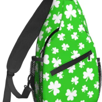 Green Sling Backpack Crossbody Sling Bag for Women Men Shoulder Bag Travel Hiking Daypack for St.patrick Day School Bags Casual