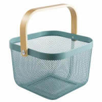 Fruit Basket Ruisha To Wooden Handle Carrying Basket Factory Wholesale White Wire Small Basket Storage Basket Wire Mesh Basket