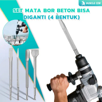 Set Mata Bor Beton Bobok Muscle Cow isi 4 pcs Lancip Pipih Alat Pertukangan SDS Plus