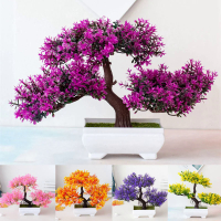 Plastic Artificial Flowers Bonsai Simulated Tree Fake Plant Potted Desktop Decoration Ornaments Home Garden Office Bedroom Decor
