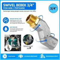 Sambungan Selang Nozzle Swivel Bebek 3/4" Pom Mini Pertamini Konektor Nozel Fuel