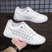 2023 Spring New Men's Casual Board Shoes Leather Small White Shoes Men's Low-top Lace-up Sports Shoes Balance Sneakers