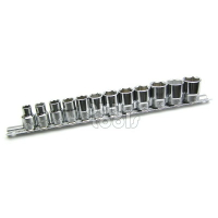 BuyTools-《專業級》三分短套筒組 8~19 mm 12 pcs,3/8*6角,附三分套筒插座,台灣製「特價含稅」