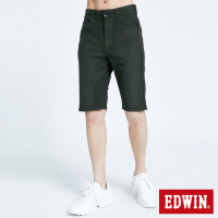 EDWIN 男裝 JERSEYS 迦績 PK EJ3透氣寬鬆涼感 牛仔短褲-墨綠色