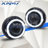 XKM7 Car Lens 3.0 inch Angel Eyes Bi-xenon Projector H1 Light Bulbs Black Kit Super Lenses Headlight H4 H7 Tuning Accessories